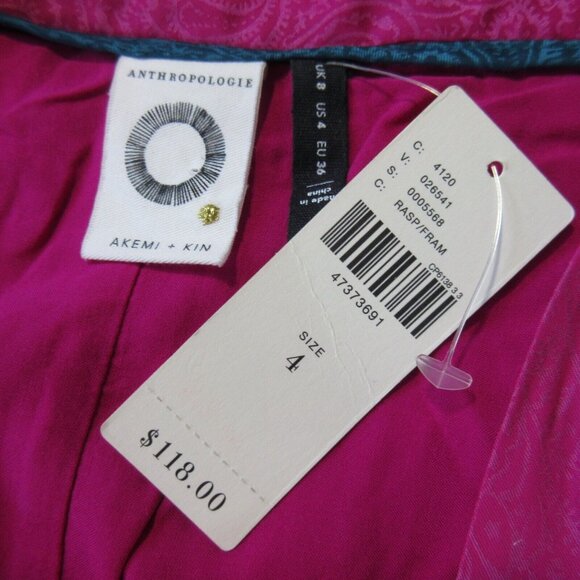 NWT Anthropologie Akemi + Kin Paros in Raspberry Pink Paisley Maxi Skirt 4 $118 - Picture 5 of 9